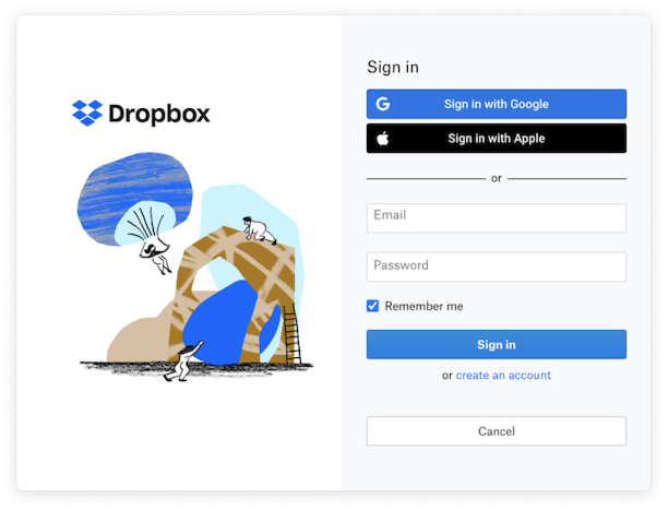 Dropboxアカウント ログイン